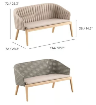 CALYPSO - 2 seater synthetic fibre and teak garden sofa by Royal Botania - view 3